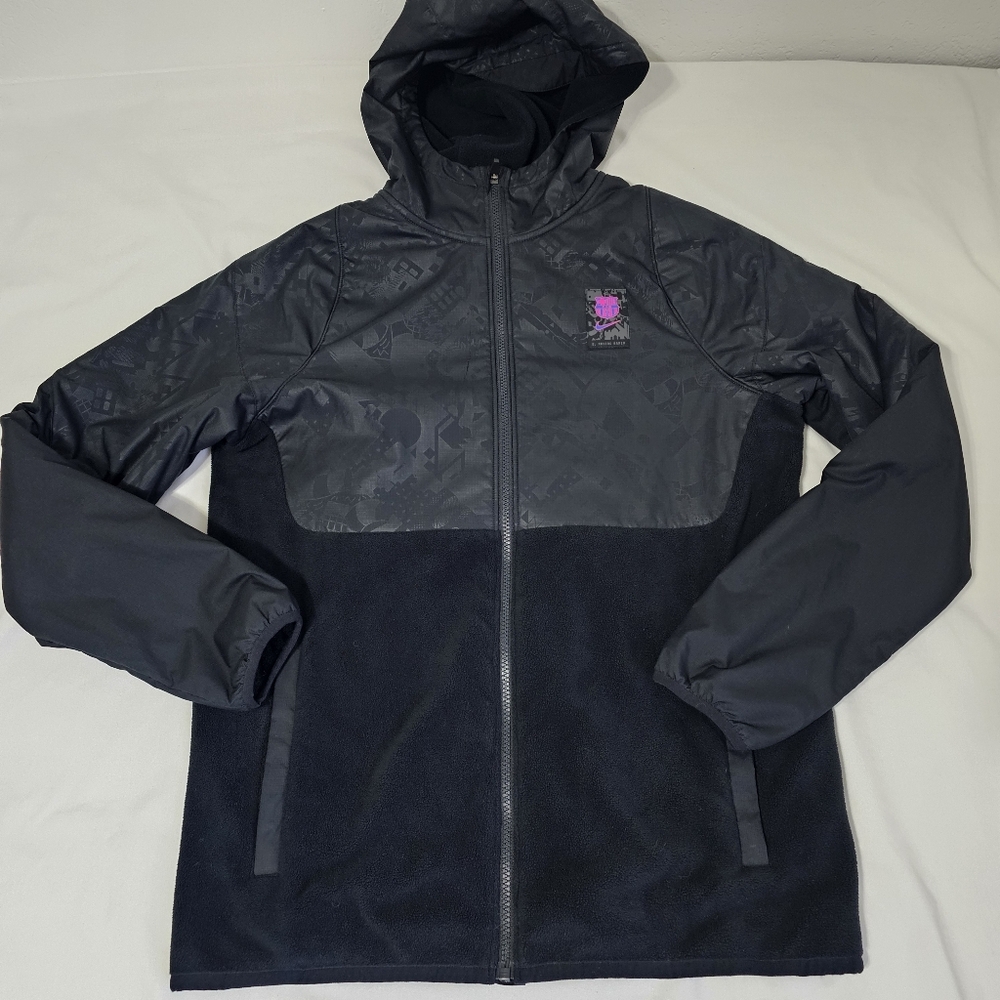 Nike FC Barcelona FCB Hooded Full Zip Jacket Mens Medium Black Rare ISR Sample